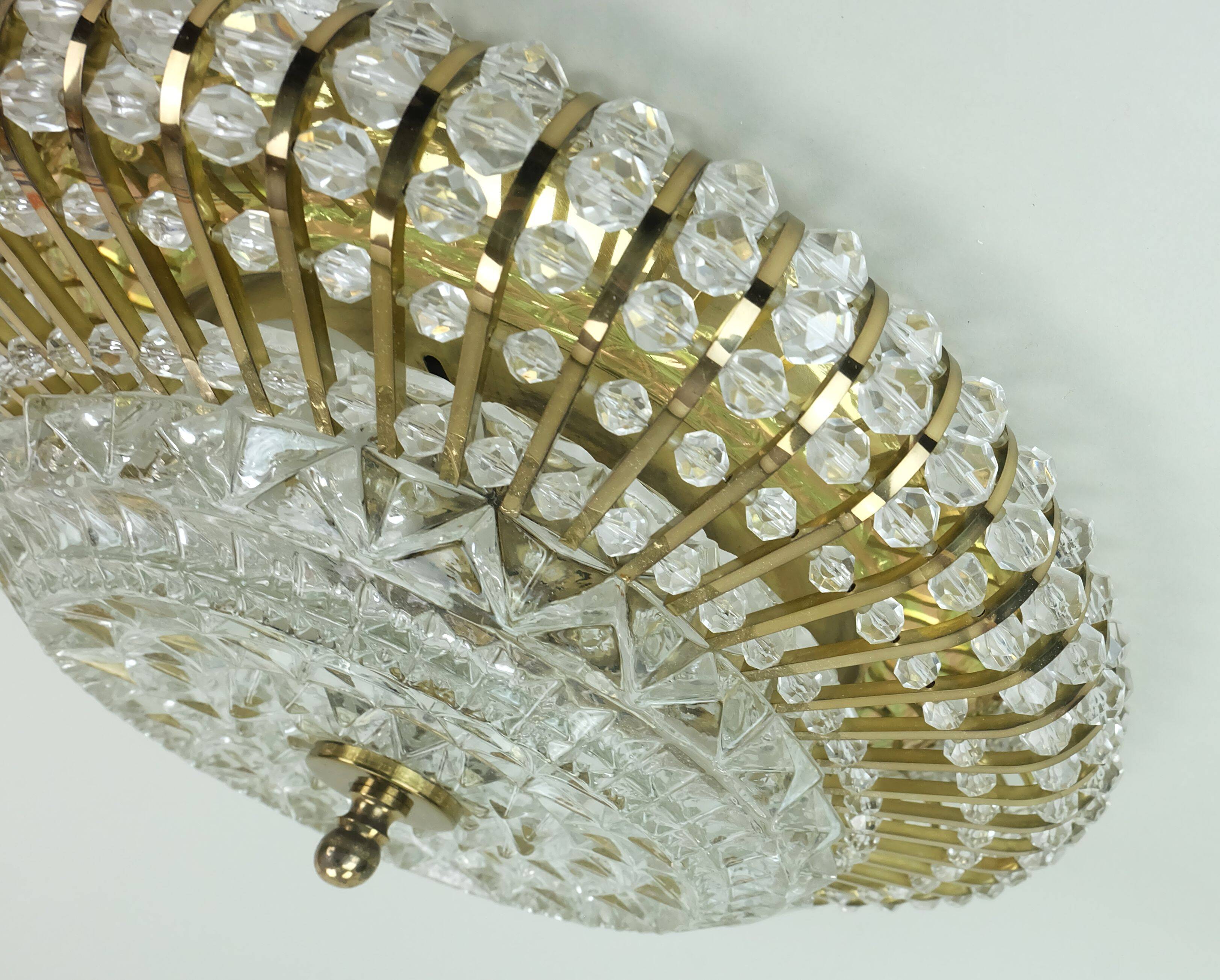 glamorous 1960s mid century CEILING LAMP ceiling fixture brass and glass