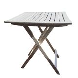 Square folding wooden garden table painted gray gray beige