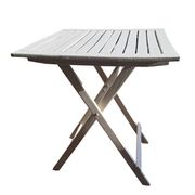 Table jardin pliante en bois peinte en beige grisé carrée
