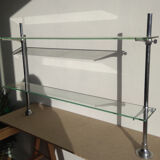 Glass and chrome metal shelf, store display