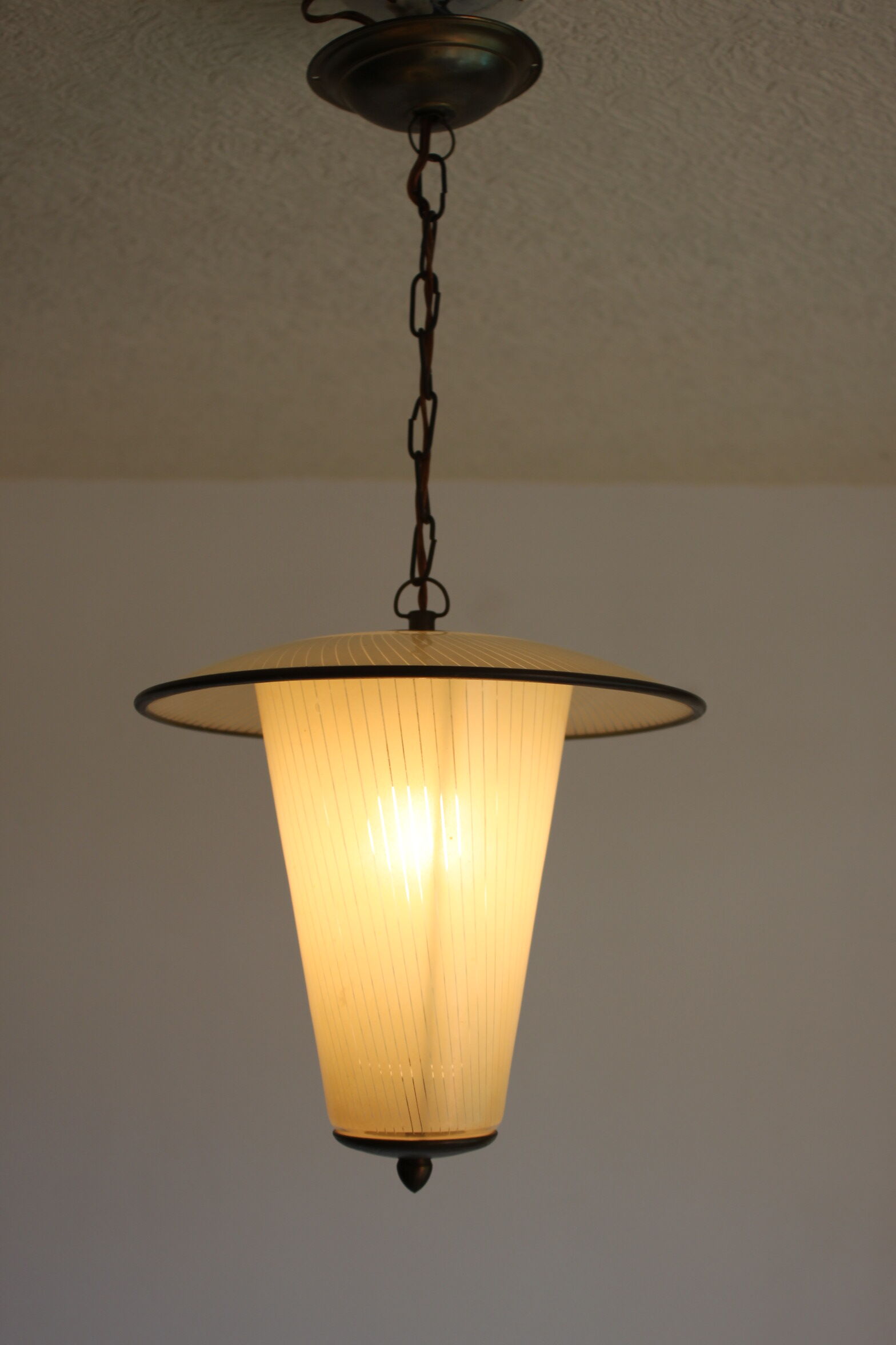Striped glass pendant lamp, Holland 1950s