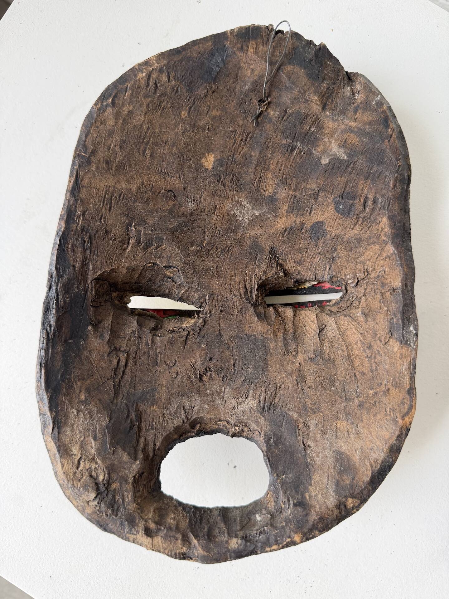 Ancient African mask Luba wood and shell