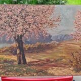 Apple trees in blossom oil on panel