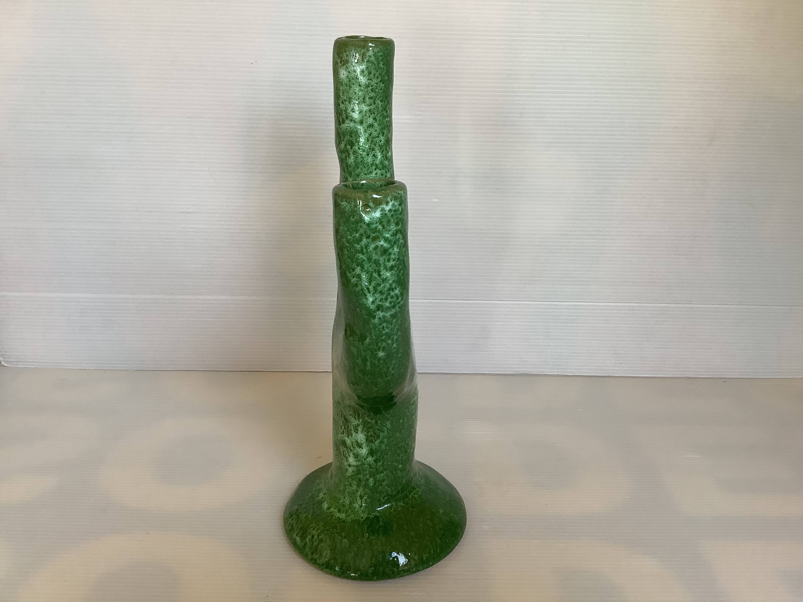 Handcrafted green cactus candle holders