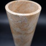 Cylindrical marble vase with fossil motif