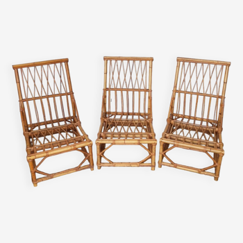 Bamboo armchairs from the 70s set of three
