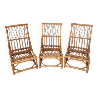 Bamboo armchairs from the 70s set of three