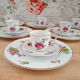 Lot de 6 tasses à café et sous-tasses décor fleuri et liseré doré, porcelaine de Limoges Bernardaud