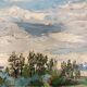 Oil on panel vintage green landscape
