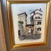 Watercolour painting signed village view