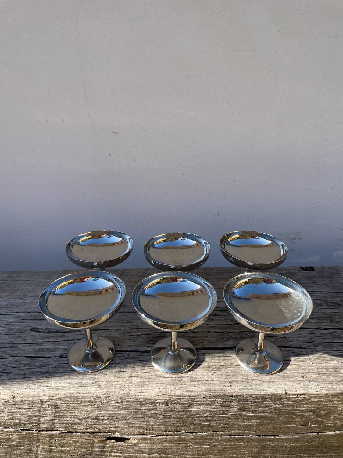 6 coupes sur pied cocktail inox