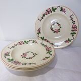 4 Longwy soup plates, Aubépines model 211260