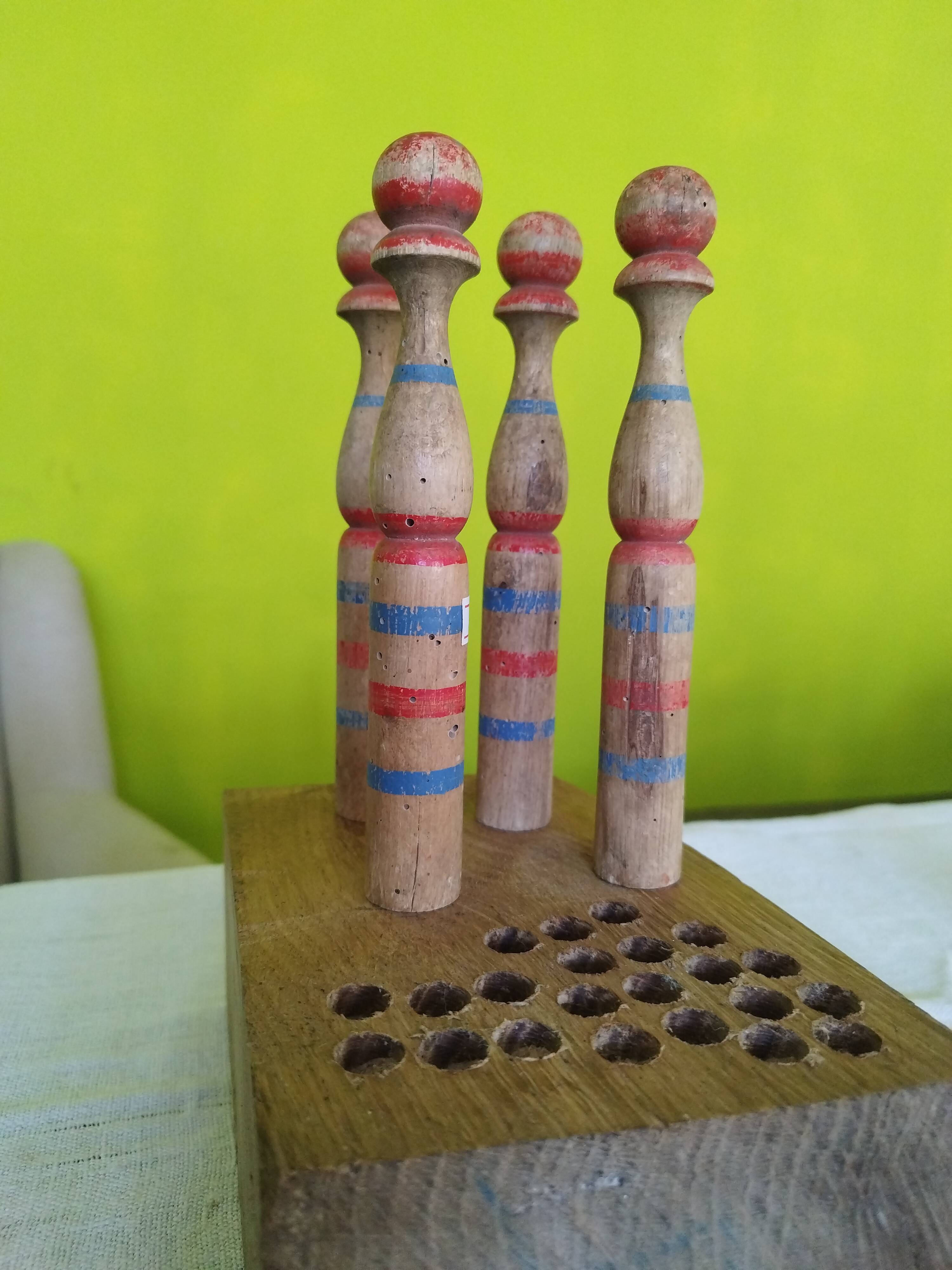 Wooden bowling toy