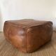 Pouf en cuir vintage carré