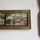 Ancient painting, landscape at the river signed and dated 1946