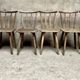 Series Set of 6 old rustic Western bistro chairs in original patina wood