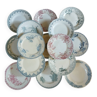 15 assiettes plates anciennes en Terre de fer