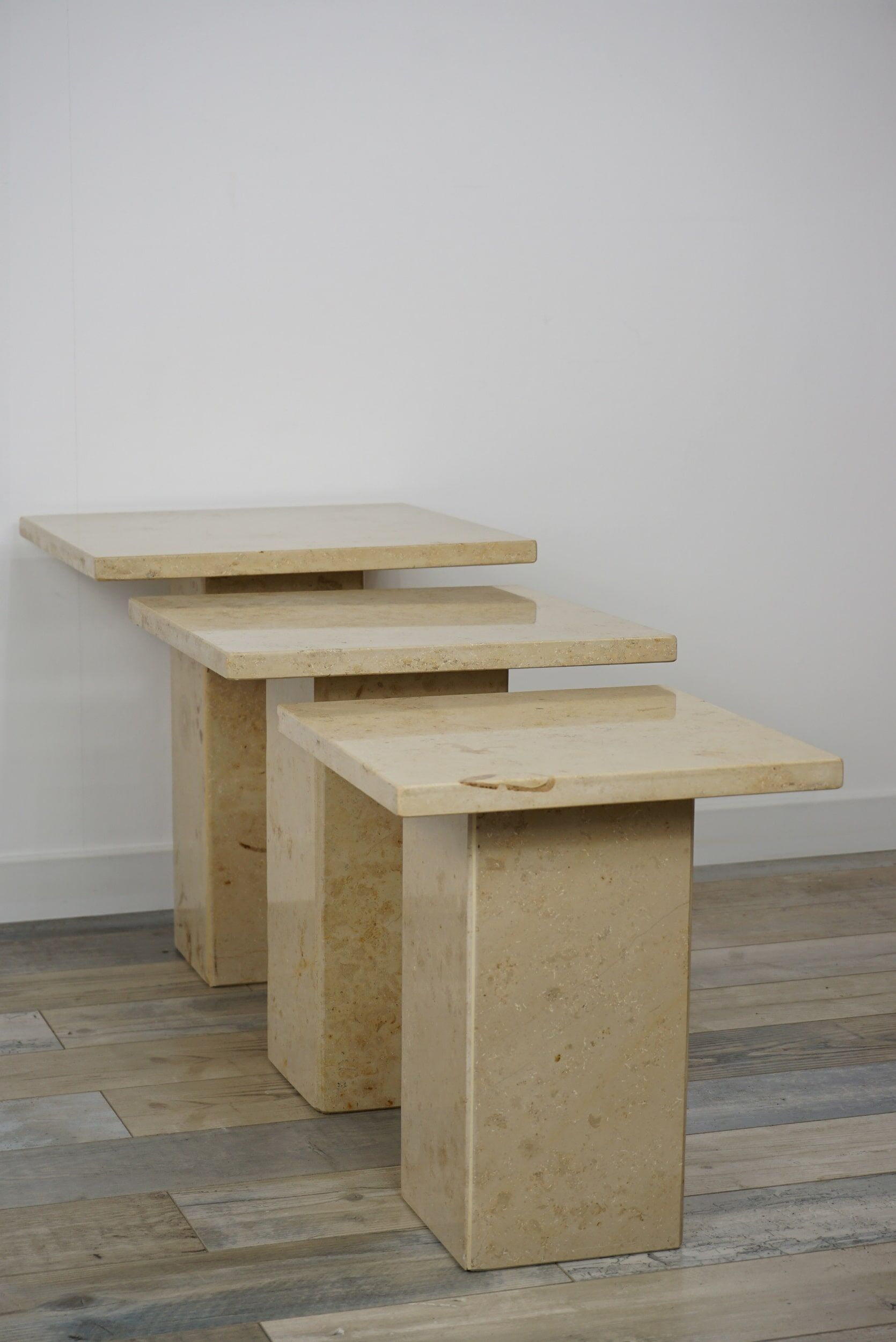 Nesting tables in Burgundy stone