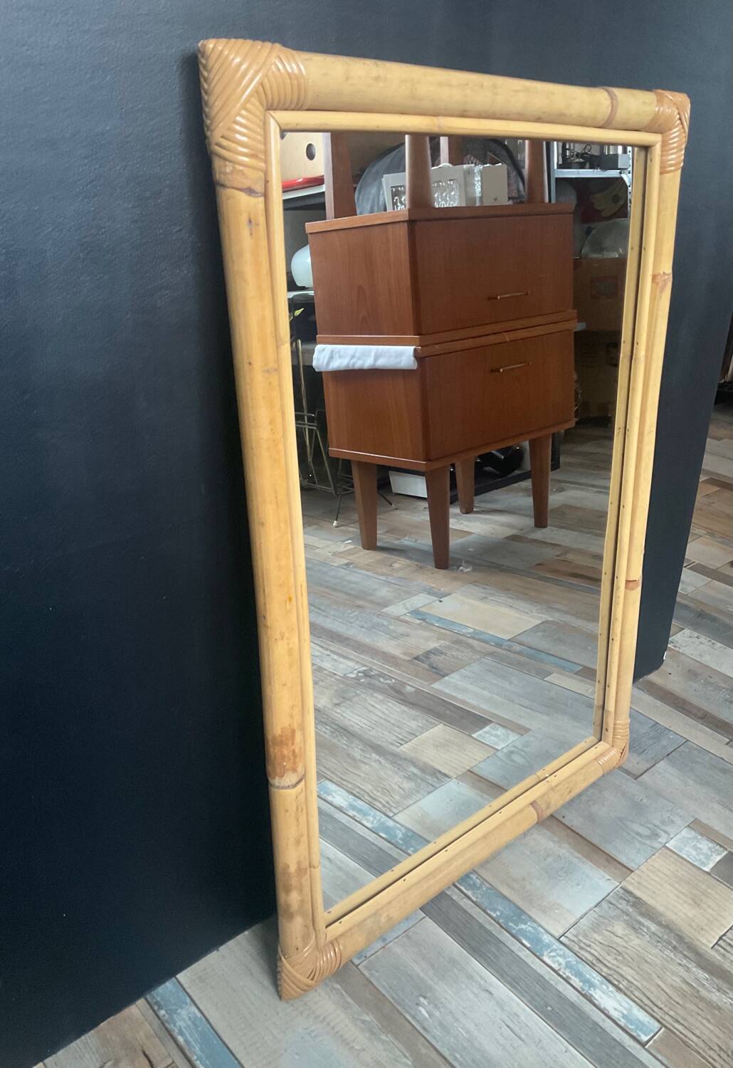 Vintage rattan mirror 76x54cm from the 70s