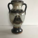 Amphora vase in sandstone signed Guérin
