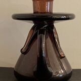 Biot blown and bubbled glass case candlestick