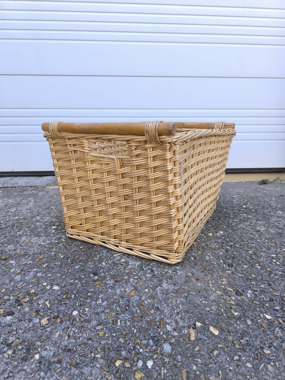 Vintage wicker and wood basket