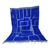 Large intense blue Beni Ouarain rug 300x200 cm – Thick wool