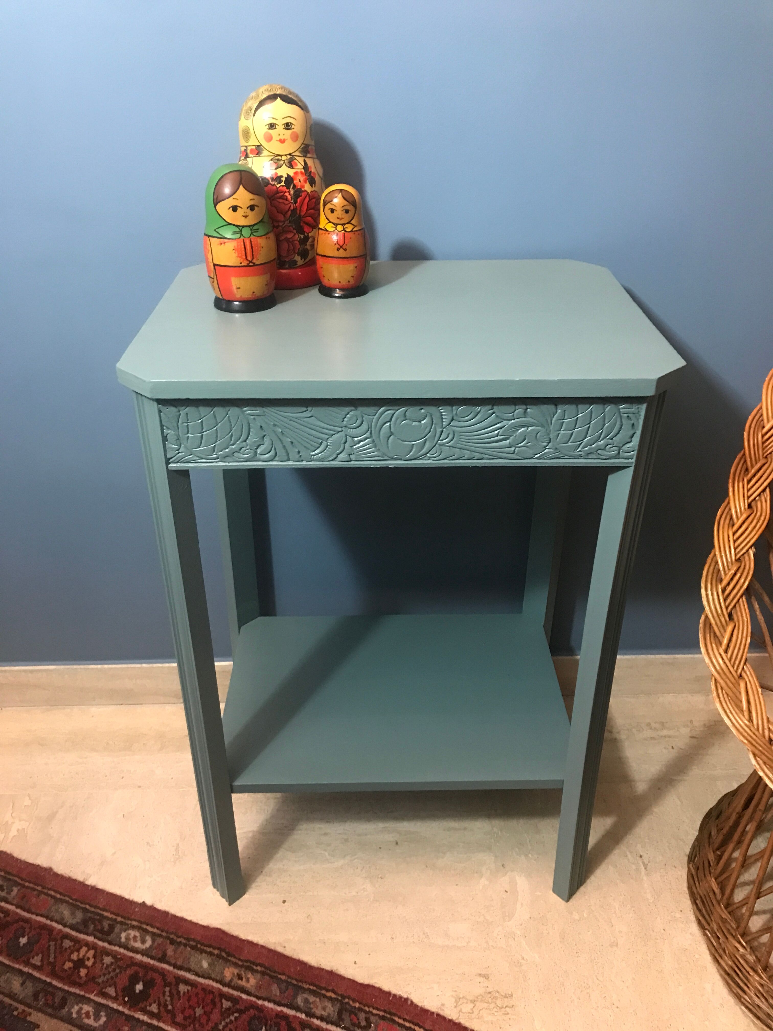 Blue/green art deco side table