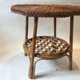 Coffee table in rattan and vintage wicker