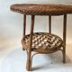 Table basse en rotin et osier vintage