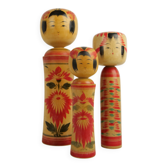 Lot of 3 KOKESHI Dolls (medium size) free shipping