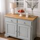 Buffet compacte  réenchantée en vert de gris, plateau bois.