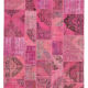 Handmade anatolian overdyed 200 cm x 300 cm pink patchwork carpet