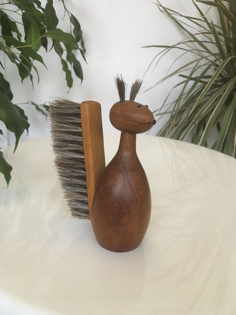 Scandinavian teak squirrel clothing brush
