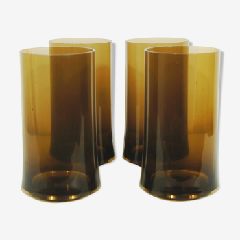 Set de 4 verres Guzzini en plexiglas fumé 1970