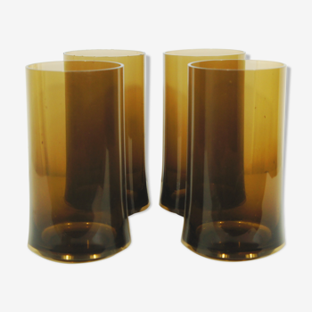 Set of 4 Guzzini glasses in smoked plexiglass 1970