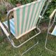 Paire de fauteuils de camping vintage rayés vert et blanc