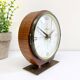 Mid century teak & brass lizana clock, vintage electric table clock