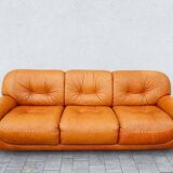 Canapé et fauteuils en cuir cognac par Sapporo pour Mobil, Italie