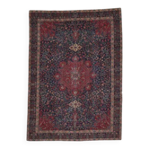 1960s Vintage Persian Handmade Wool Cotton Light Red Area Rug 244x341