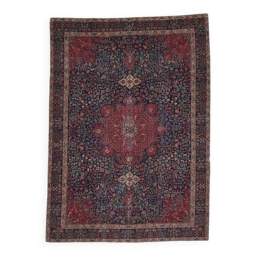 Tapis d'aire vintage persan fait main en laine et coton rouge clair des années 1960 244x341