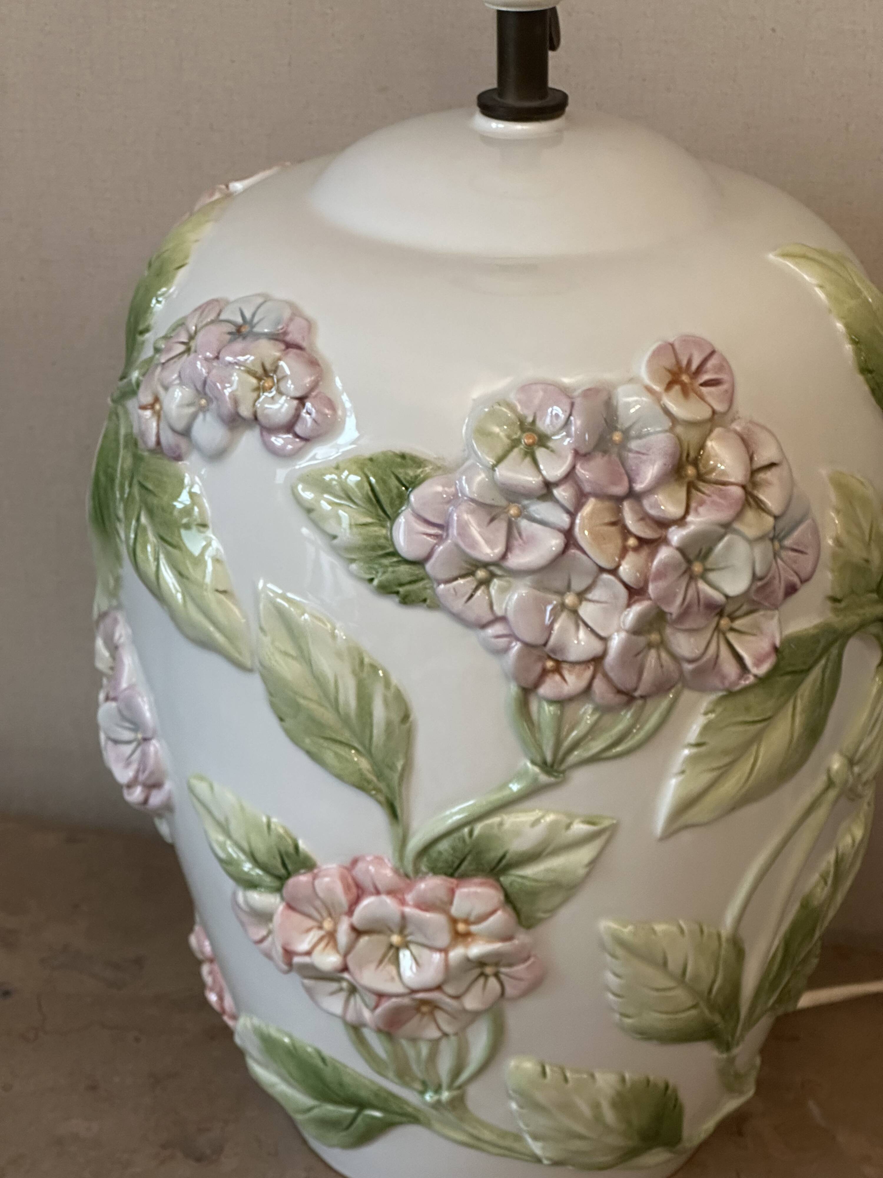 Chaumette Model Hortensias Lamp Base - Barbotine H 40 cm