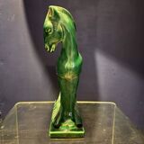 Green and gold Art Deco ceramic horse
