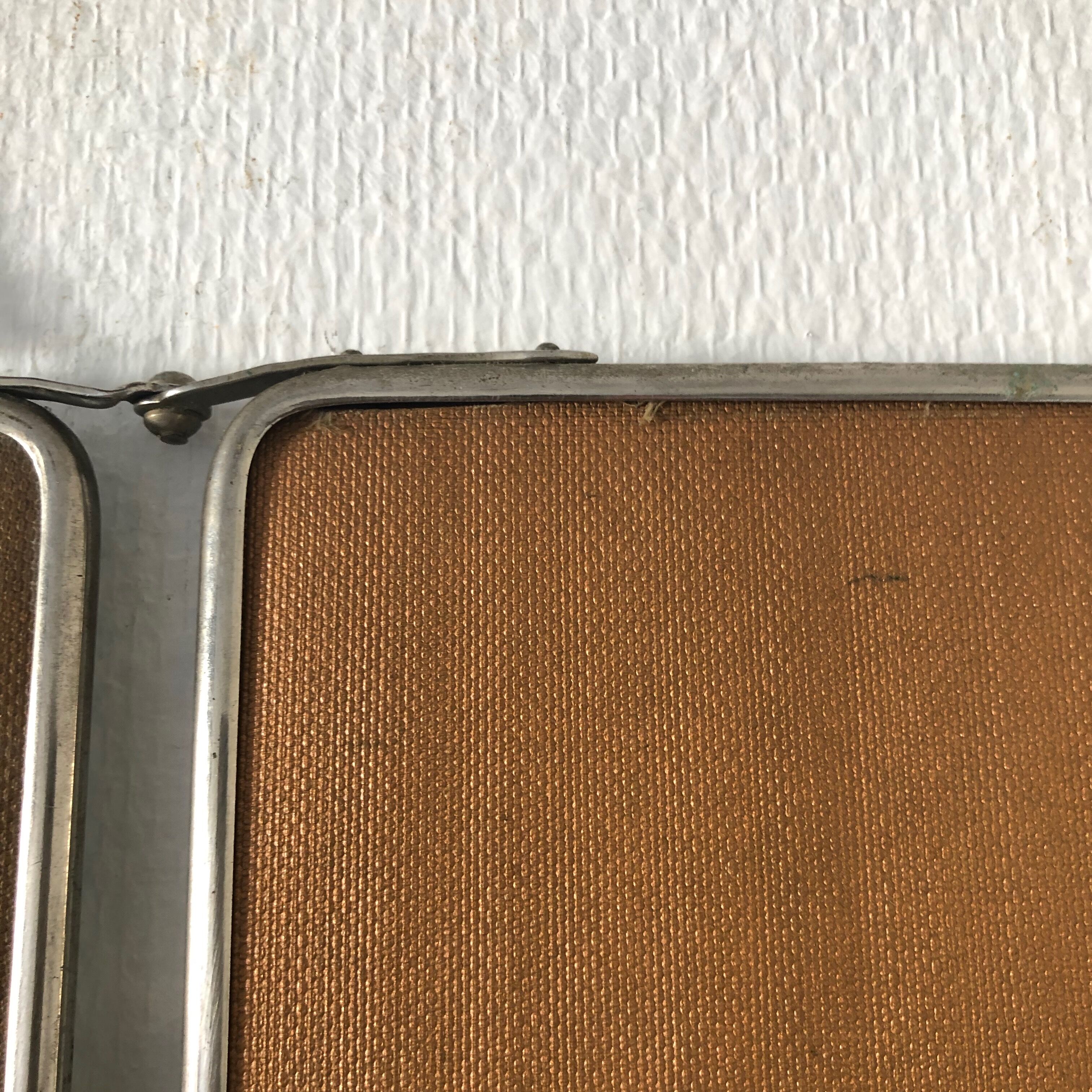 Mirror triptych Barber nickeled vintage 1930 31x77cm