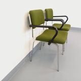 Pair of vintage fabric and chrome armchairs from the 70s