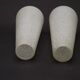 Pair of French vintage retro white opaque patterned glass replacement shades.