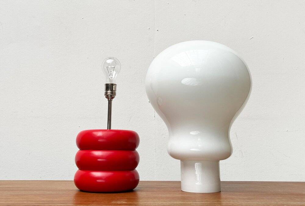 Giant table lamp or floor lamp in the shape of a light bulb from the mid-century German space age by Ingo Maurer for M Design, 1960s.
