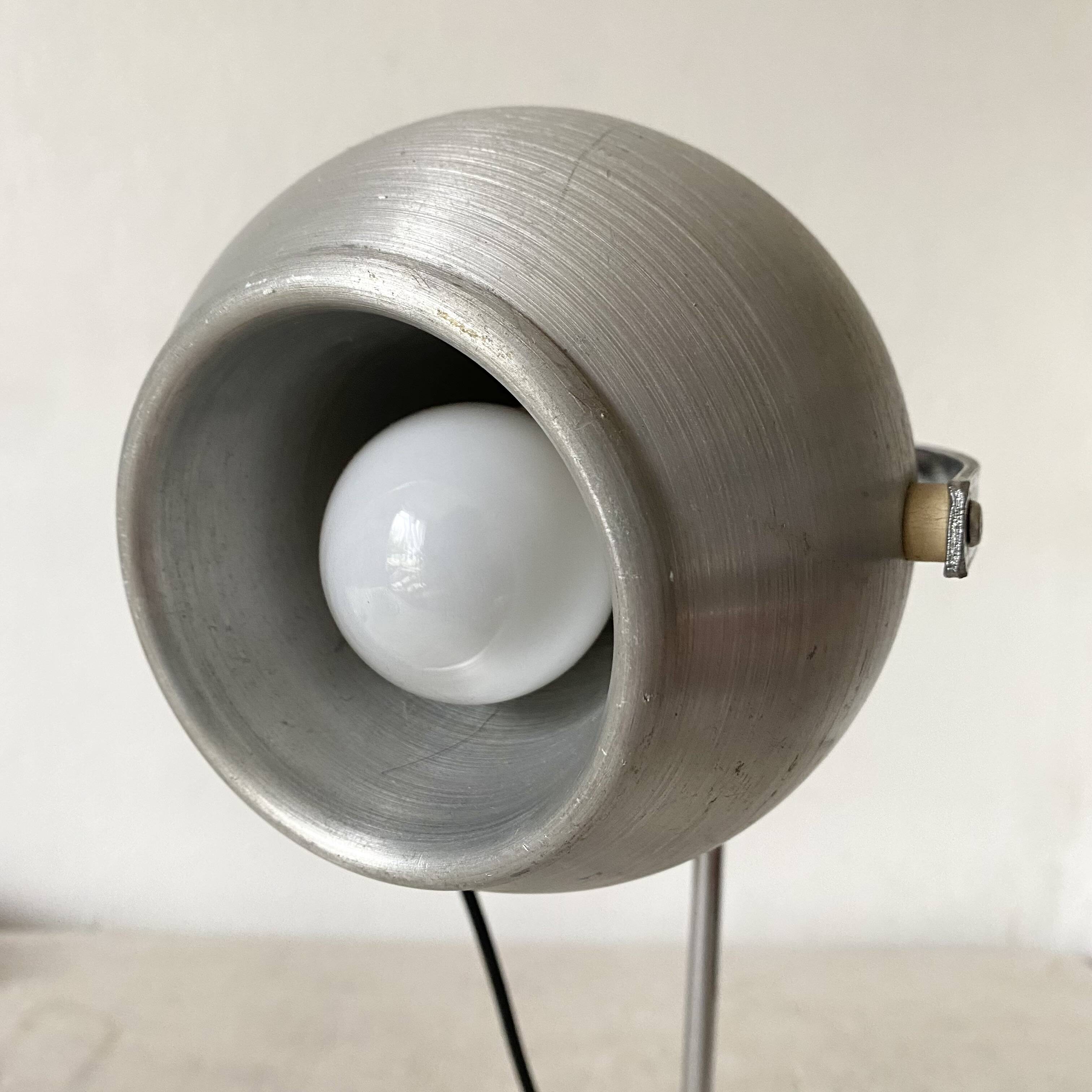 Eye ball lamp space age brushed metal 70s