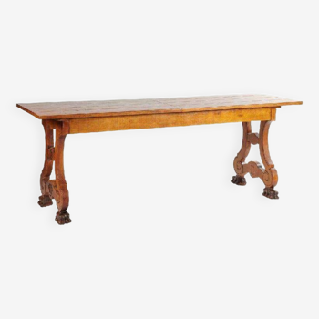 Table de ferme en chêne massif à pattes de lions - Période Art Déco vers 1930