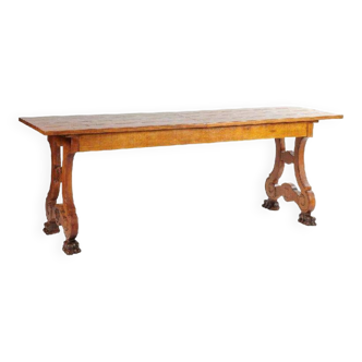 Table de ferme en chêne massif à pattes de lions - Période Art Déco vers 1930